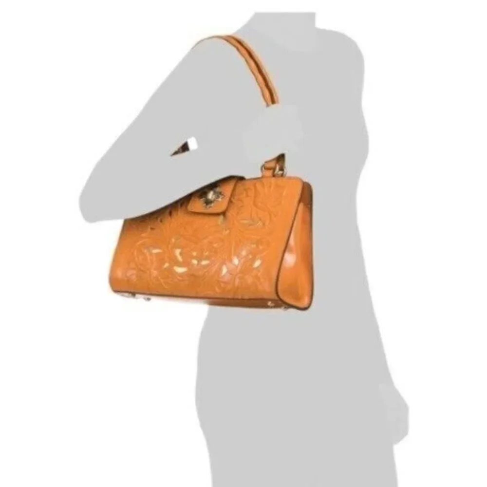 Patricia Nash Handbag Cut Out Rosina Artisan Sun Yellow Leather Shoulder Purse